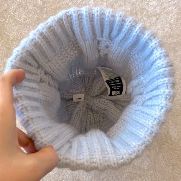 Brand New The North Face Oh Mega Beanie Chunky Cable Knit Dusty Periwinkle Hat - Picture 8 of 14